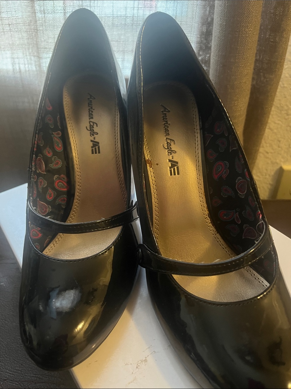 American Eagle Outfitters Black Patent Mary Jane Heels